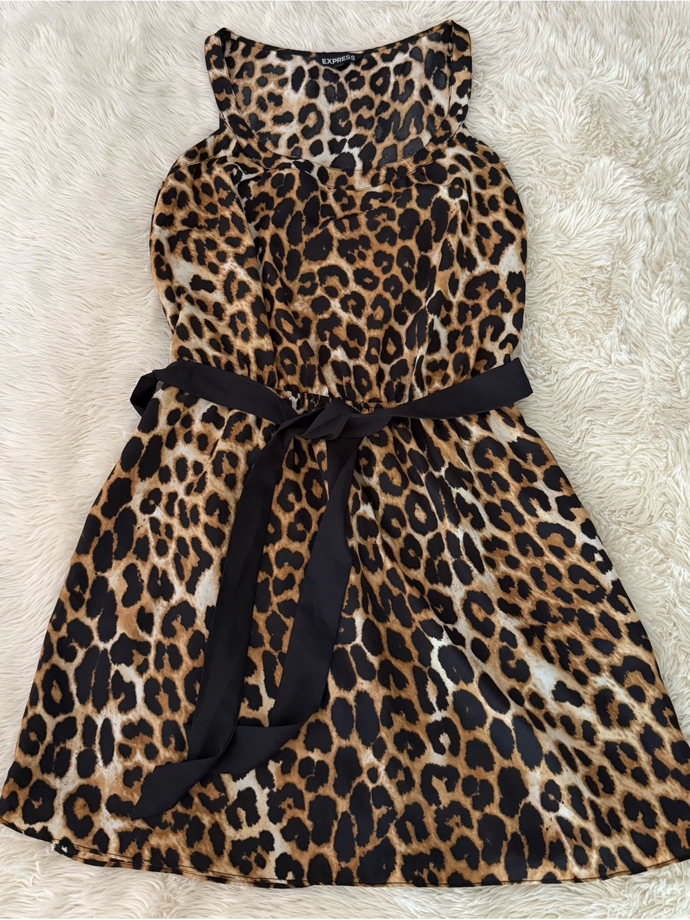 Express Leopard Print Dress with Black Sash